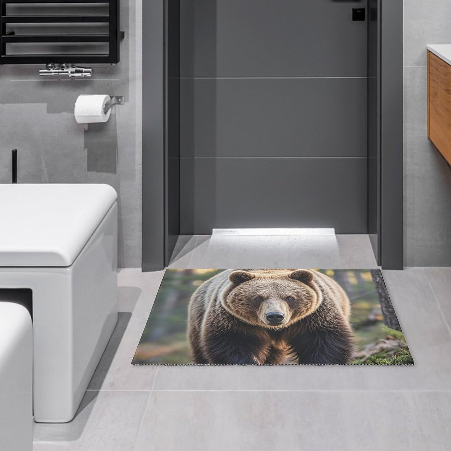 Crystal velvet carpetBear Area Rug for Living Room Non Slip Furry Carpet Indoor Machine Washable Rug Entryway Floor Carpet Large 60x90cm