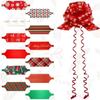 12/24Pcs Colored Striped /Printed Bow Pulled Flower Set For Christmas Decoration DIY Xmas Party Gifts Packing Decor Bow Ribbons