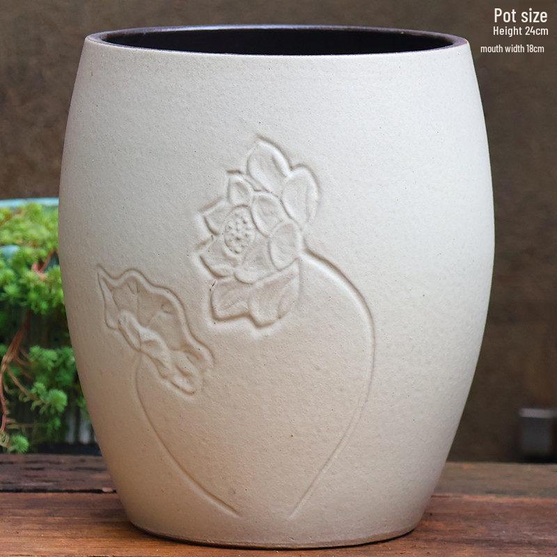 Retro Handmade Large Ceramic Flower Pot for Home and Garden Use