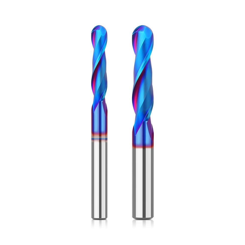 R3.175 Ball Head 8mm 1/4 Shank 1PC Tungsten Steel Drill Bit Nano Blue Coated Cutter Carbide Router Bit CNC End Milling Bit