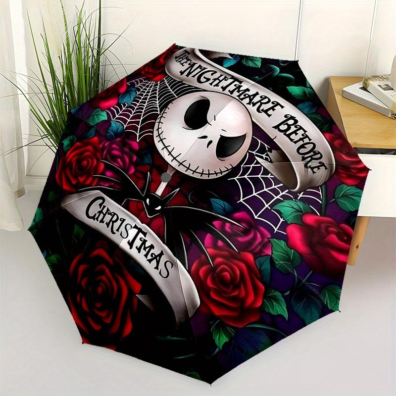 

1 Auto Open Nightmare Before Christmas, Jack Skellington Themed Colorful 8-rib Portable Umbrella for Men and Women, A Compact Commuting Comp