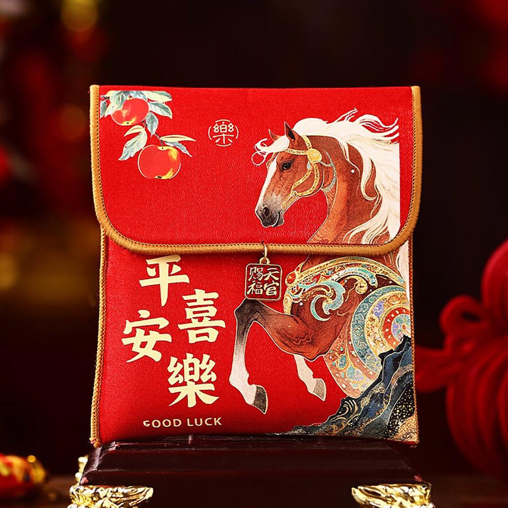 2026 Cloth Embroidery Red Packets Chinese New Year Cash Gift Bags Cartoon Horse Blessing Lucky Red Envelope for Spring Festival