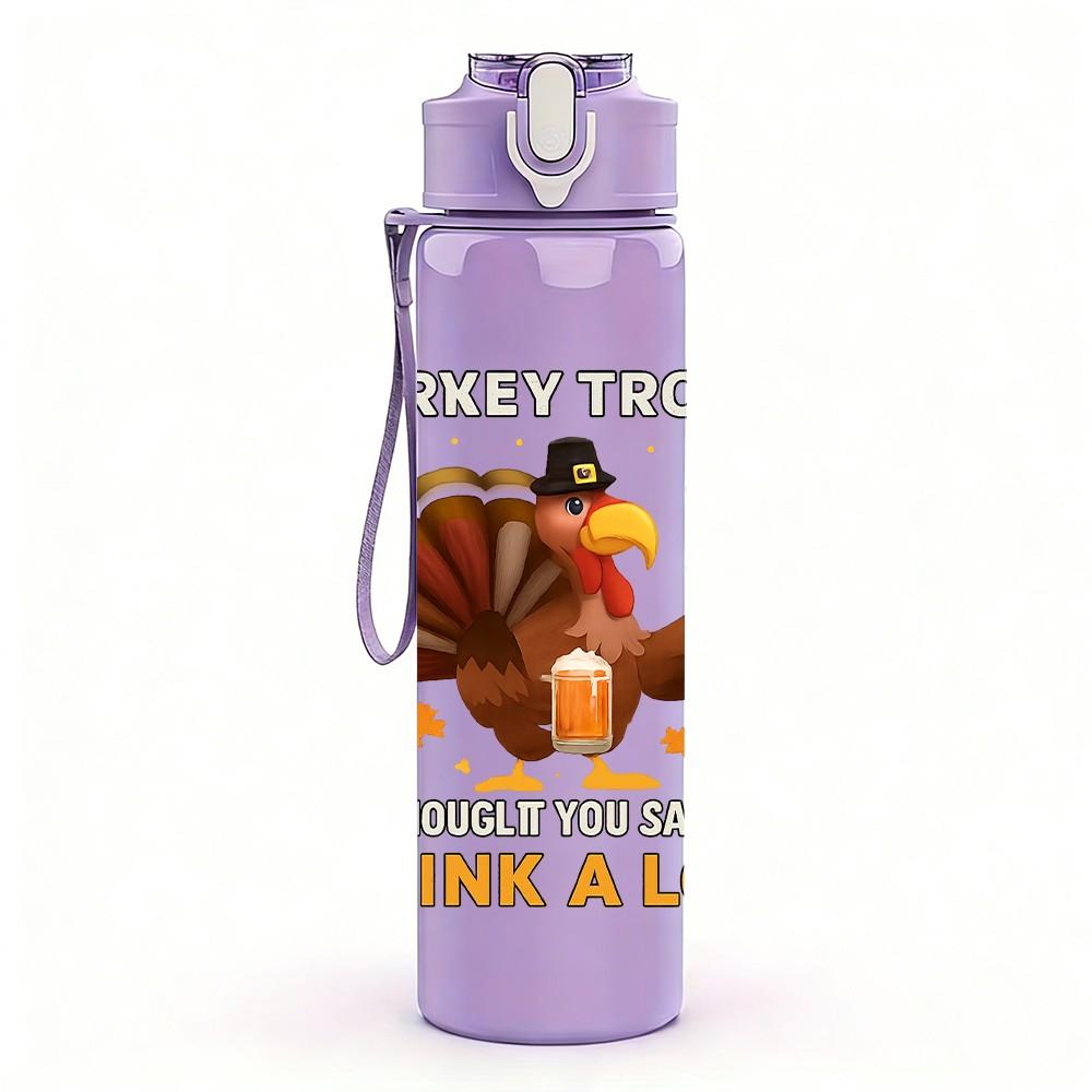 1PC Turkey Drink A Lot Humorous 750ml Color Plastic Sports Water Bottle Leakproof Flip Straw Lid Suitable for Sports Office Home Use
