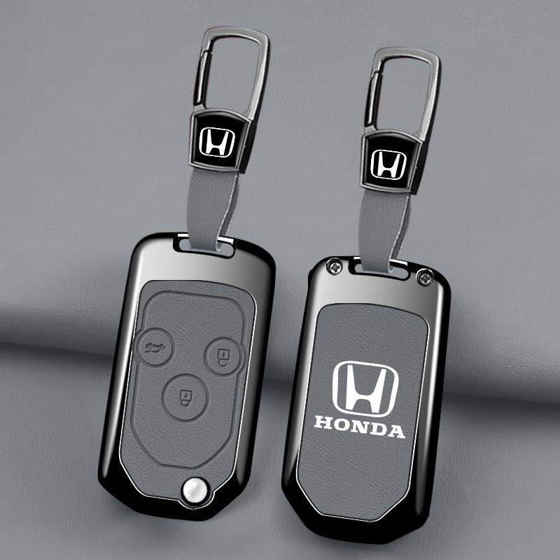 Leather Zinc Alloy Car Key Case Cover Shell Protection Fob For Honda Fit CRV Civic Insight Ridgeline HRV Jazz Accord Accessories
