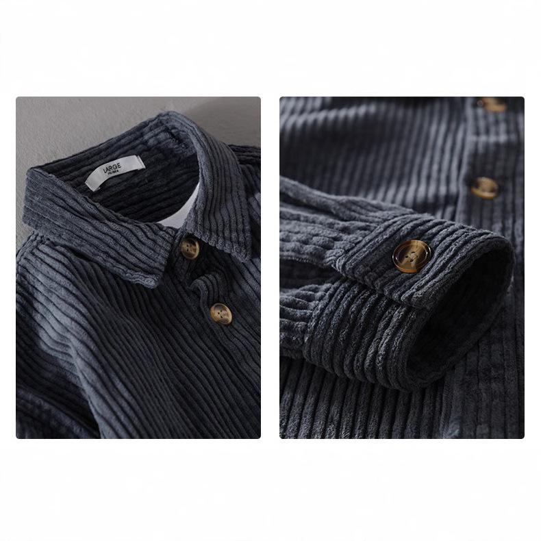 Men's Retro Corduroy Shirt Jacket - Long Sleeve, Casual Spring/Autumn Wear