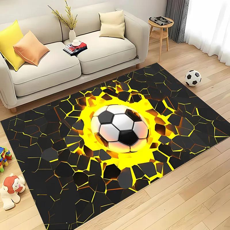 Ball Sports Themed Carpet Cartoon Soccer Floor Mat for Kids Bedroom Decor Football Large Area Rugs Home Living Room Hallway Rug