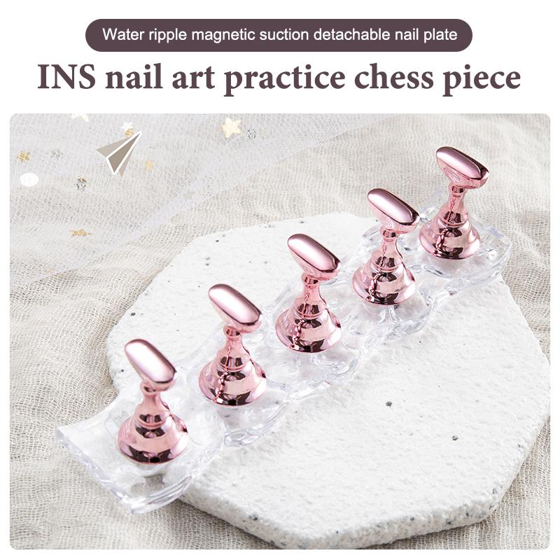 1 Set Magnetic Nail Holder False Nail Tip Practice Stand  Base Holder Nail Art Display For Art Salon Diy & Practice