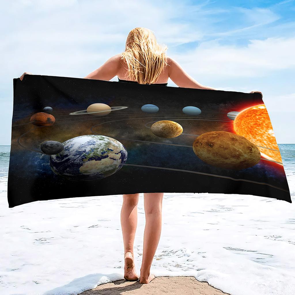 Planet Pattern Printing Series Seaside Vacation Beach Towel Swimming Bath Towel Sports Towel