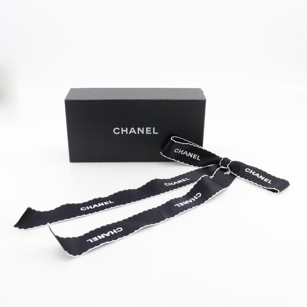 Chanel Ribbon Brooch Logo Vintage Black / White Satin Ribbon 15g Women Used