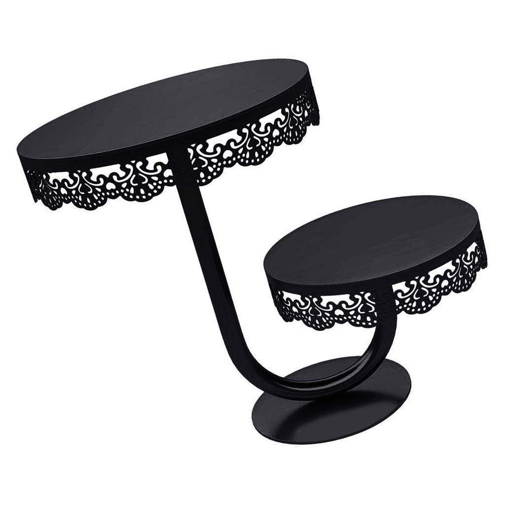 Elegant Two Tiers Birthday Cake Stand Iron Round Dessert Display Tray Metal Dessert Holder for Kitchen or Dining Room