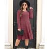 Fall Winter Women's Striped Crew Neck Knit Sweater Dress, European American Style Crossbody Women's Clothing for Women