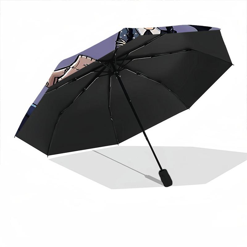 1pc Wednesday Addams Automatic Folding Umbrella, Durable Plastic & Iron, Lightweight for Outdoor Daily Use  019