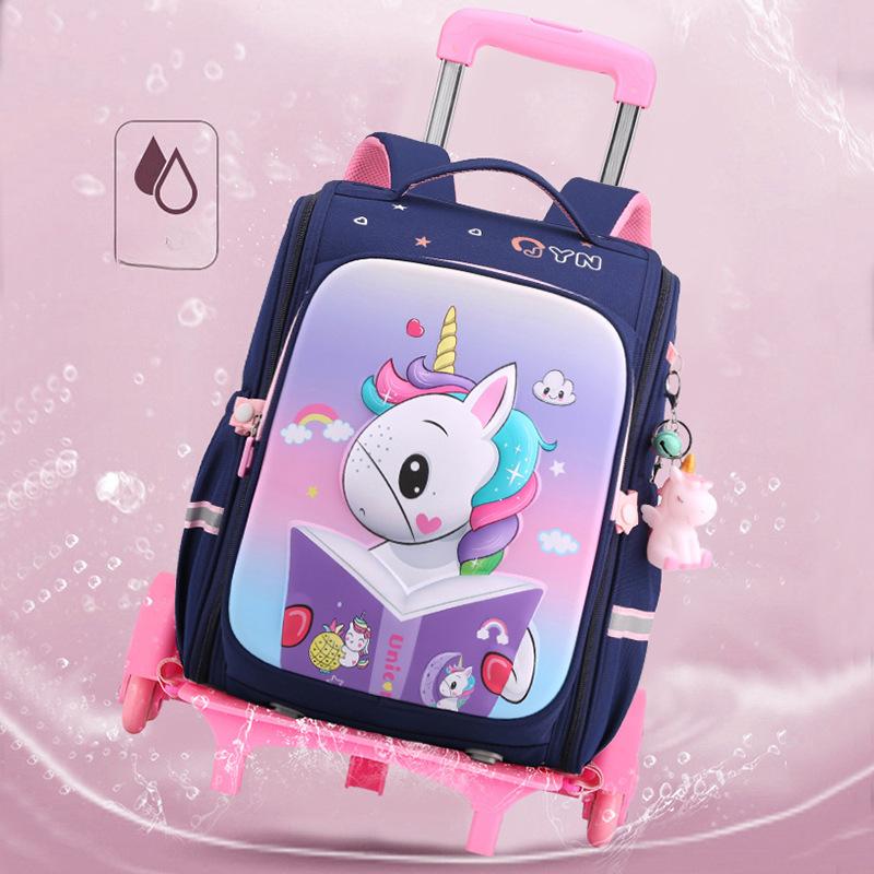 

Children s Elementary School Girl Cute Cartoon High end Dragging Burden Reduction Stairs Student Shoulder Lever Schoolbag Six Rounds without pendant