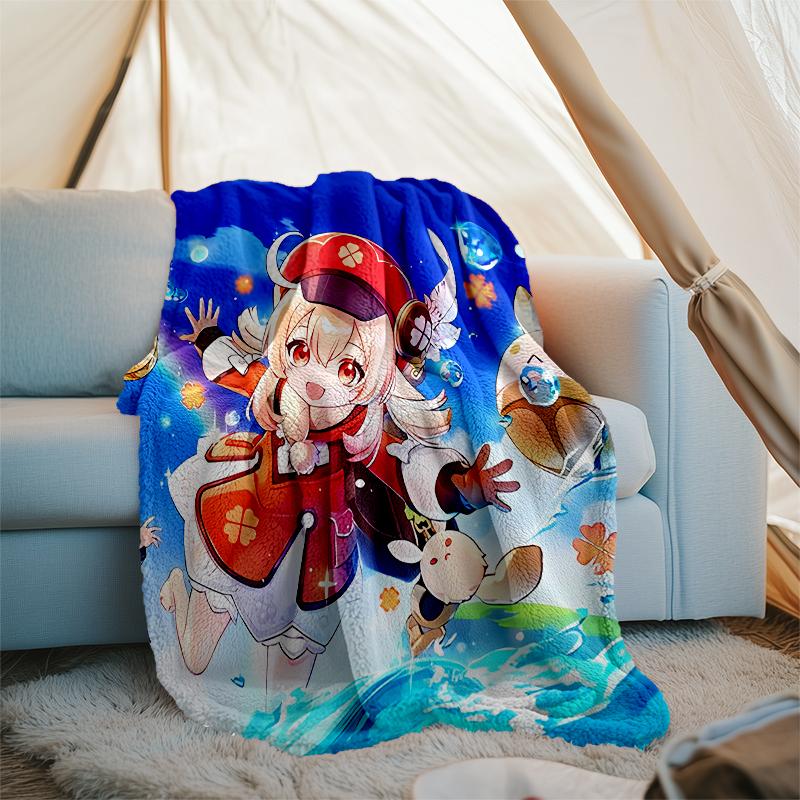 Genshin Impact characters printed throw blanket—soft,warm;versatile blanket for all seasons—perfect as &air-conditioning throw,nap blanket