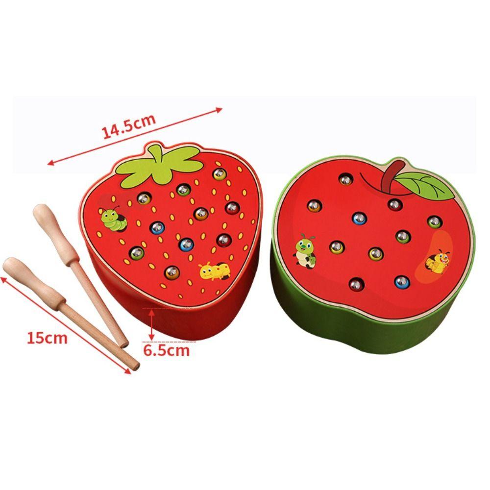 Wooden Catching Worms Game Color Sorting Educational Apple Game For Toddlers
