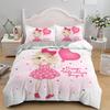 Cartoon Lovely Girls King Queen Duvet Cover Cute Little Girl Pattern Bedding Set Kids Pink Pretty 2/3pcs Polyester Quilt Cover