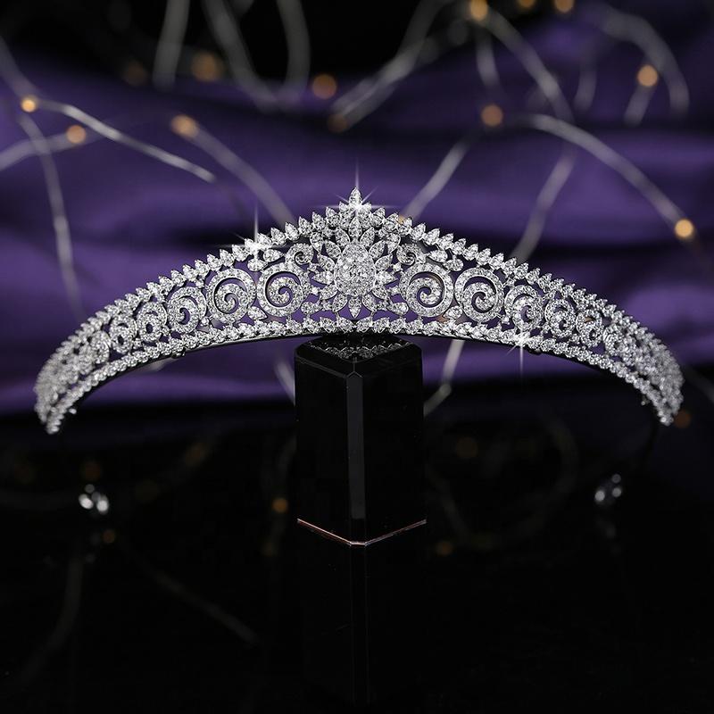 Cubic Zircon Casting Hair Jewelry Wedding Tiara Classic Bridal Hair Accessories Anniversary Women Crowns HG0036 Corona Princesa
