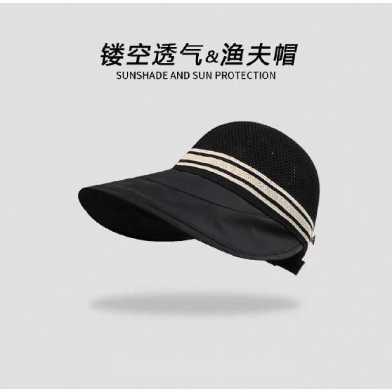 Spring and summer thin fashion fisherman hat for women, with large brim to cover the face and protect from the sun, can be styled with a ponytail,