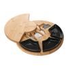 Bamboo Cheese Board Platter and Knife Set Serving Tray for Wine Server black