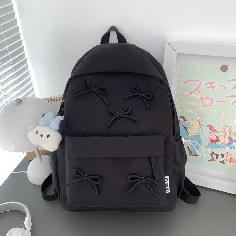 Schoolbag College Student Backpack Junior High School Student Computer Bag Korean Version Simple Girl Bow School Bag Large Capacity Backpack Female