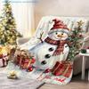 1pc Christmas Style Snowman and Christmas Tree Printed Blanket, Holiday Theme, Multiple Sizes Available, Suitable for Living Room, Bedroom, Study, Off