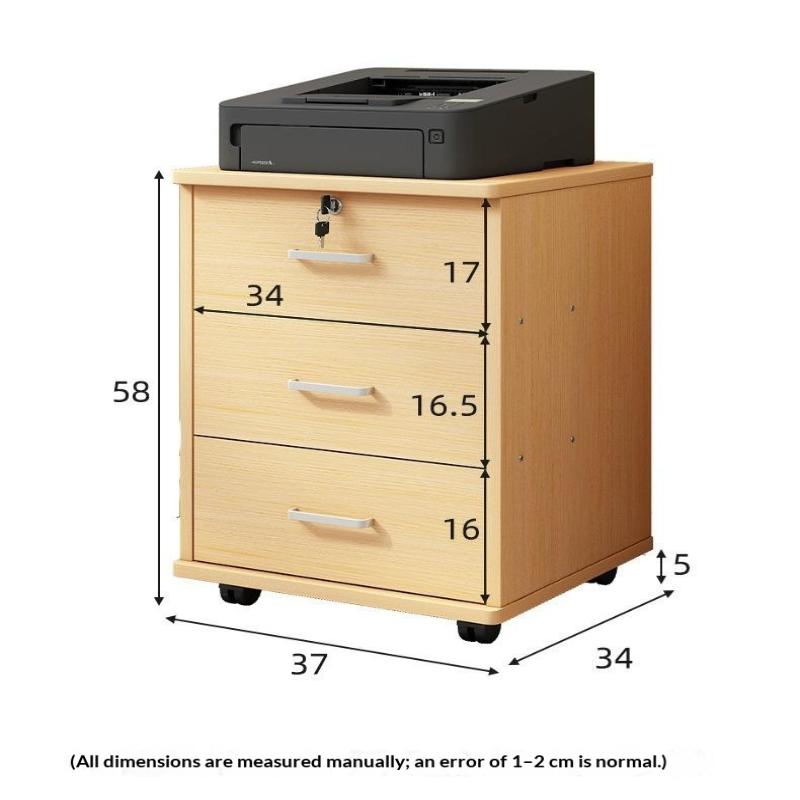 Mobile Office Storage Cabinet With Lockable Drawers And Door 3-Tier Unit Suitable For Office Or Bedside Use