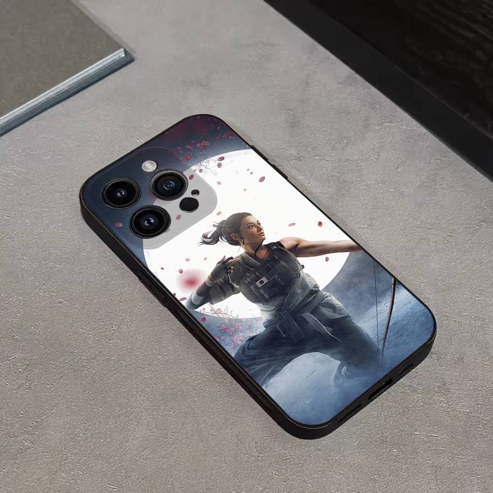 Rainbow S-Six S-Siege Phone Case For iPhone 16,15,14,13,12,11 Plus,Pro Max,XS,X,XR,SE,Mini,8,7,Soft Silicone Black Cover