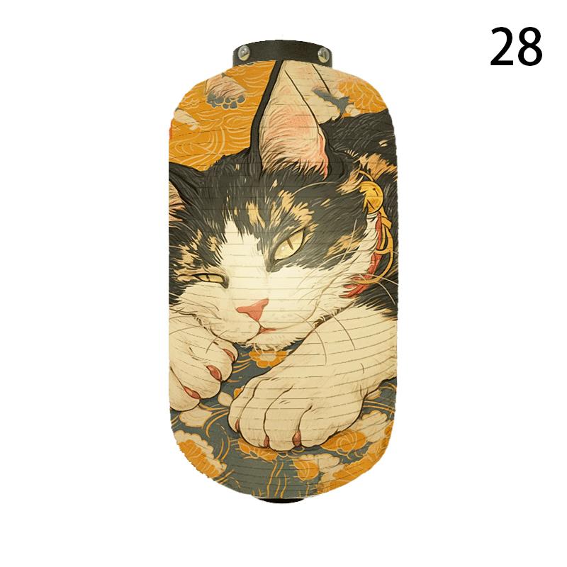 20x35cm Japanese Kimono Samurai Cat Art Pattern Lantern Restaurant Izakaya Cuisine Decor Advertising Sign Ukiyo-e Cloth Lanterns