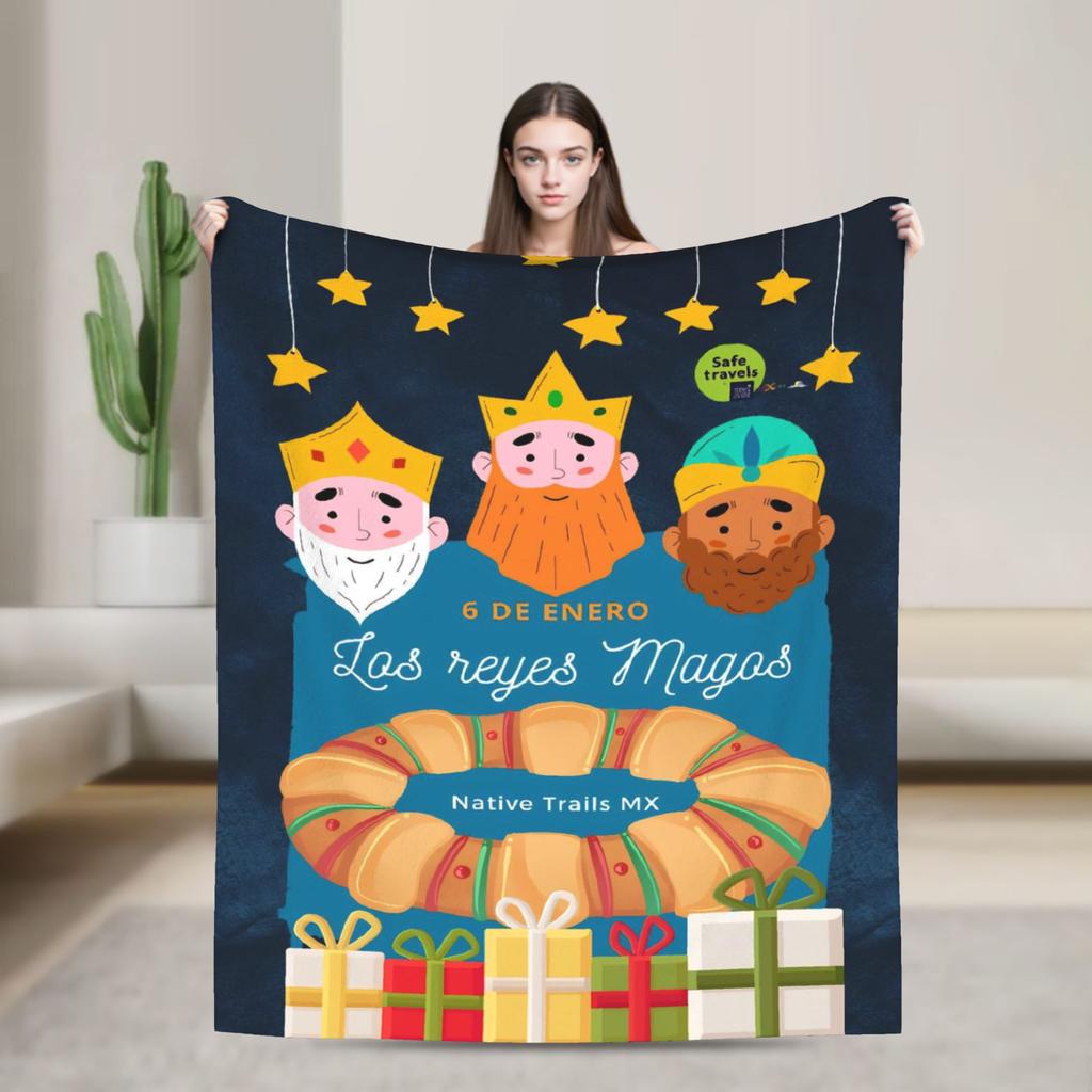 Día de los Reyes Magos Throw Blanket for Couch  Fuzzy Soft Plush Blanket 50x60 Inches Multi-size Bedspread for All Seasons