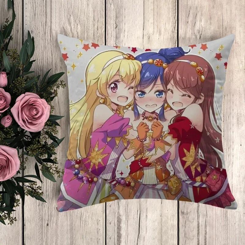 Pillowcase A-Aikatsu Pilow Cases Throw Pillows Anime Pillow Cover Decorative Pillowcases Cushion Covers Fall Decor