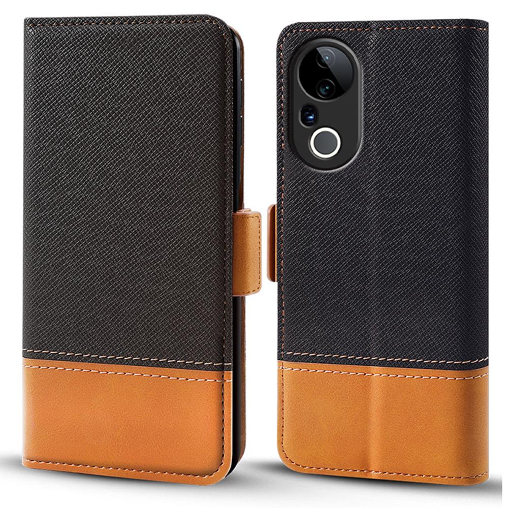 

Для Honor X9c Smart 5G/X60 5G Чехол Цветное сочетание Искусственная кожа Кошелек Чехол для телефона Black