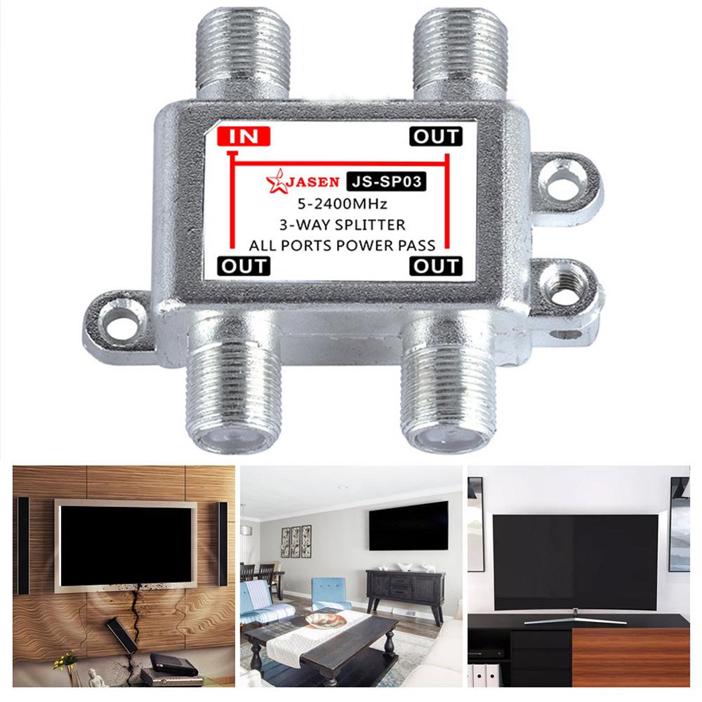 3 Way TV Antenna Satellite Splitter Signal TV Splitter Coaxial Cable Antenna Cable F-Type Socket Female Connector Dropshipping