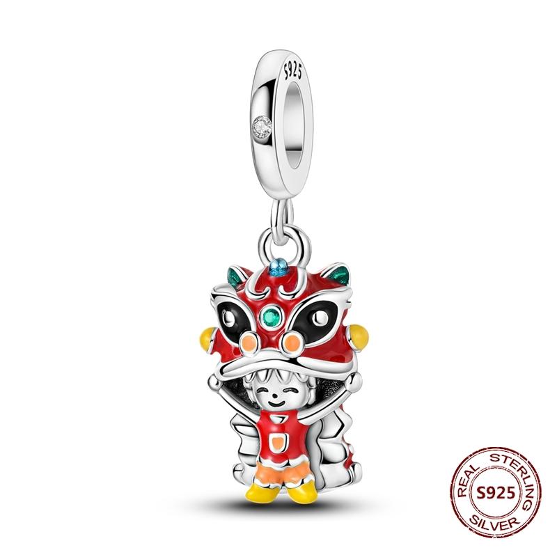 New Copper China Dragon Fortune Cat Charm Beads Fit The Original Bracelet For Women Diy Jewelry Gift