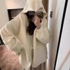 2024 Autumn-Winter Cozy Loose Lantern Sleeve Hooded Cardigan for Women