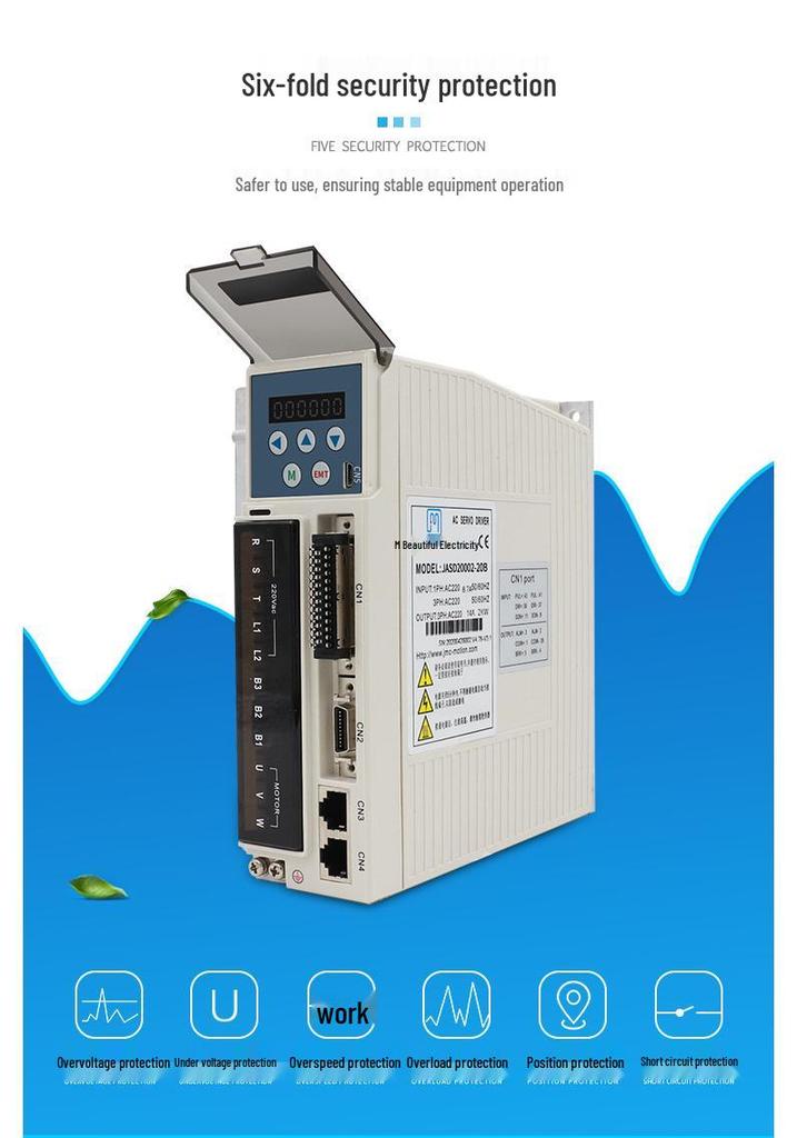 Jiemekang 1.5KW AC Servo Motor Kit, 130mm, 220V, 3000 RPM, 17-bit Encoder