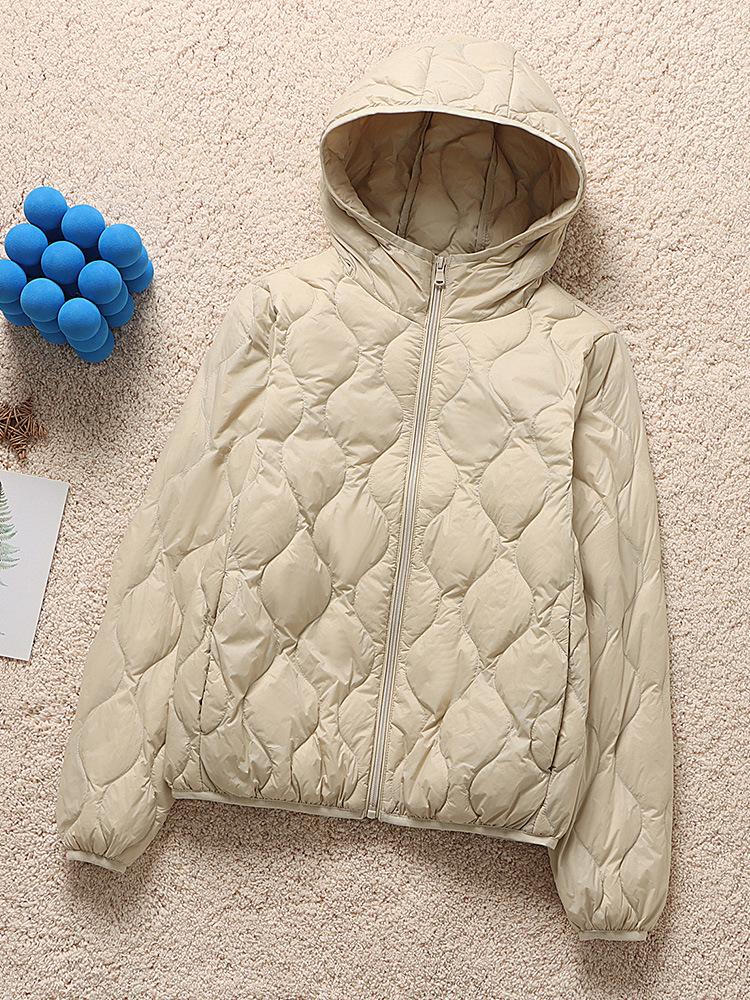 2025 Herbst/Winter Damen Kapuzen-Leichtdaunenjacke - Langarm, Lässig, Warm, Koreanischer Modestil.