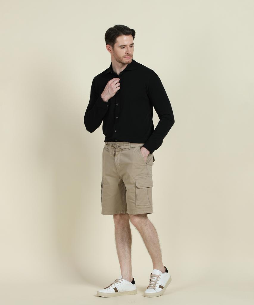 PANICALE Beige Drawstring Cargo Shorts