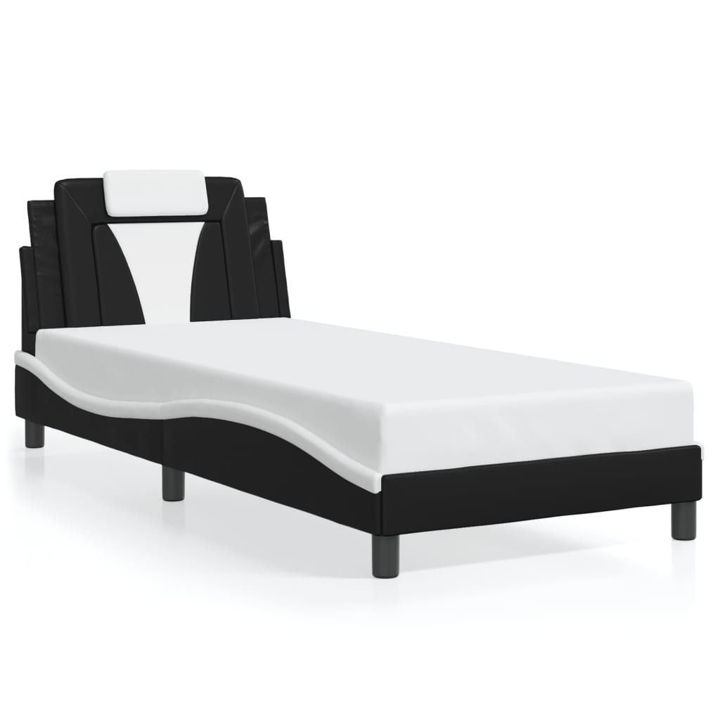 Vidaxl LED Bed Frame, Black-White, 80X200 Cm, Faux Leather