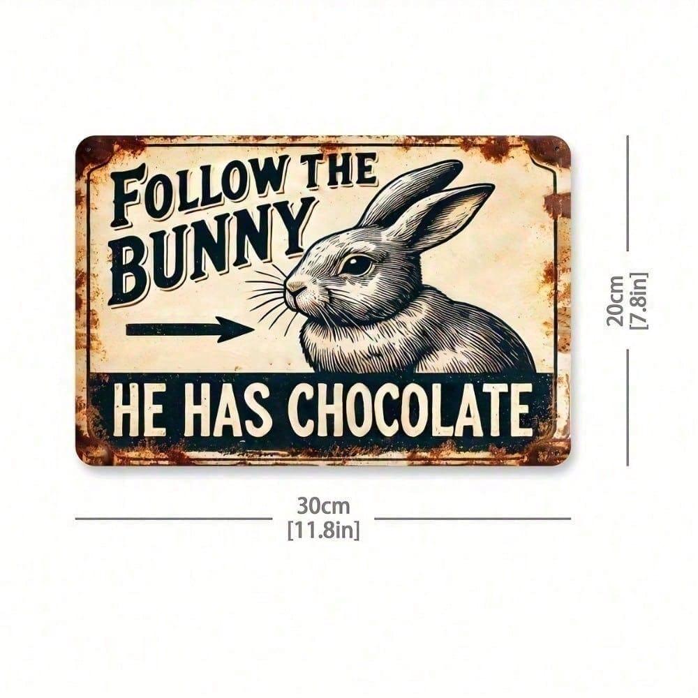 Vintage Rabbit Metal Sign 8x12 Inch Rustic Easter Bunny Decor Distressed Wall Art for Home Garden Patio