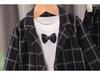 British-Style Kids' Suit: Spring/Autumn Blazer, Tie & Pants Set