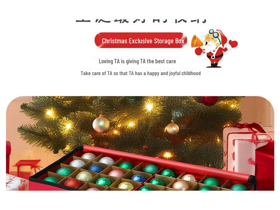 Foldable Oxford Cloth Christmas Ornament Storage Box with 128 Compartments
