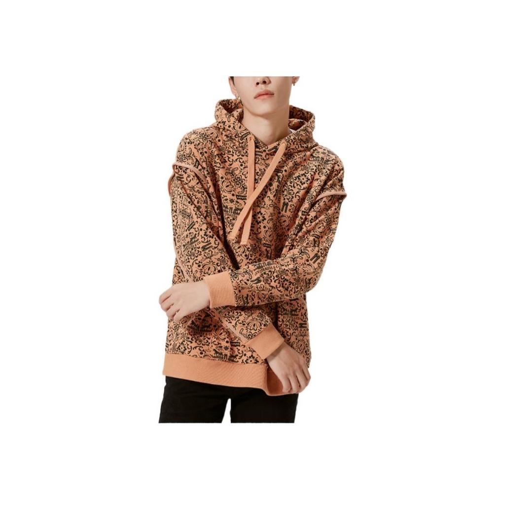 Levis FW22 Floral Print Hooded Pullover Long Sleeve Sweatshirt Men Sweatshirt Orange A5187-0001