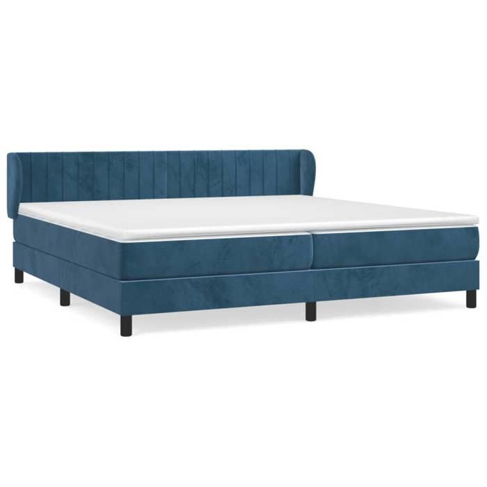 3127635 vidaXL Lit à sommier tapissier et matelas Bleu foncé 200x200cm Velours