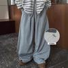 Corduroy High-Waist Striped Drawstring Trousers