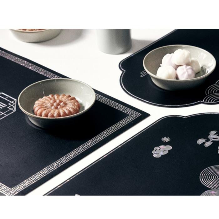 SOSOMOSO Mother-of-Pearl Pattern Leather Table Mat 4P Gift Set.