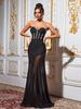 Strapless Rhinestone Mesh Bandage Evening Dress