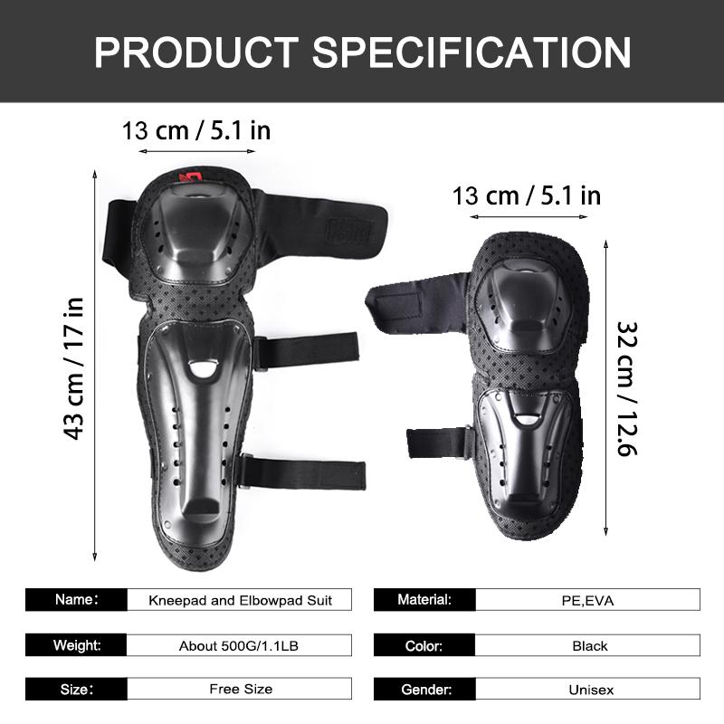 

4pcs MTB Mountain Bike Knee Pads Riding Cycling Skating Ski Elbow Guard Motorcycle Motocross Protective Gear For Men Women