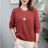V-neck Knitted Sweater Women's Spring and Autumn Women's Long-sleeved Knitted Bottoming Shirt Women