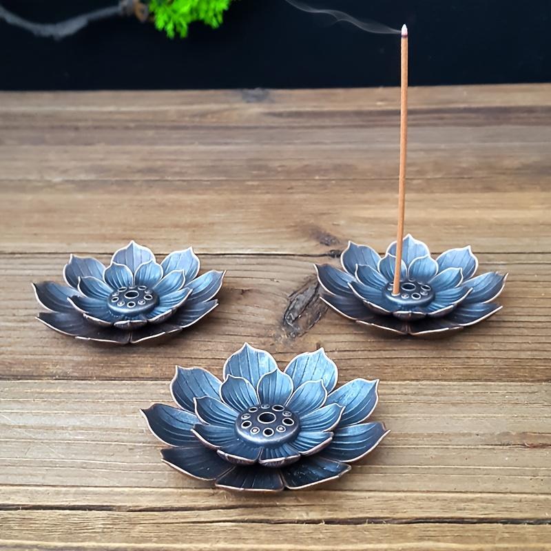 Lotus Incense Holder - Two-Tier for Lotus Flower Design, Sturdy Zinc Alloy Construction, Minimalist Black Finish for Home, Yoga, Meditation, Spa