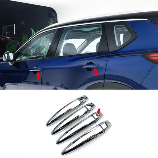 Exterior Side Door Handle Cover Trim Chrome For 2021-2022 Nissan Rogue  X-Trail